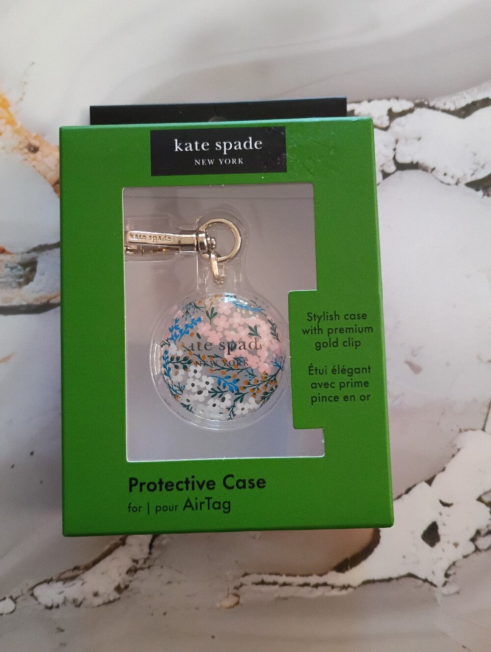 Kate Spade New York AirTag Holder - Floral Rose/Pacific Green